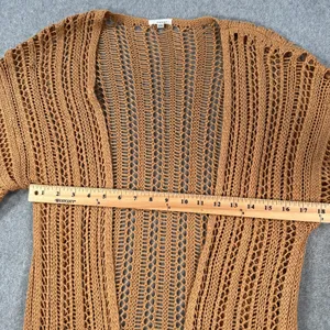 Easel Crochet Open Knit Duster Cardigan Small/Medium Brown Fringe Boho thumbnail 8
