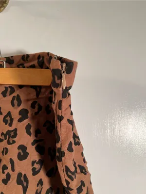 MarleyLilly Women’s Size XL Mini Skirt Tan Black‎ Animal Print Zip Side Cotton thumbnail 4