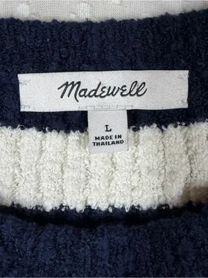 Madewell Black White Boucle Knit Crewneck Sweater thumbnail 3