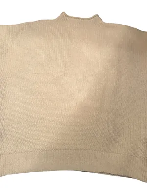 Source Unknown Cozy Floral Stitching Mock Neck Knit Sweater Vest Top - Cream / L (NWOT) thumbnail 4