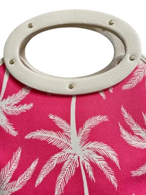 Kate Spade Vintage Hot Pink Monkey Palm Tote Bag w Oval Handles Noel Dot Stamped thumbnail 5