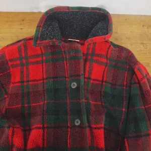 Vintage LL Bean USA Made Plaid Fleece Chore Jacket Ladies' Large thumbnail 7
