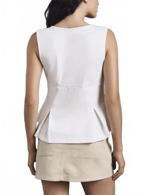 Pilcro Zip-Front Peplum Top Anthropologie NWT Ivory XXS thumbnail 2