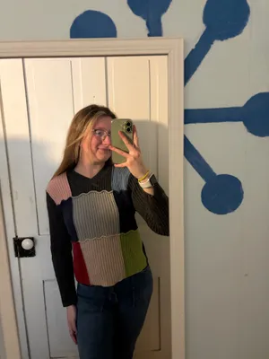 liz Claiborne y2K multi patch work knit sweater  thumbnail 2