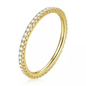 Sterling Silver SIZE 6 Gold 925  Simulated Diamond Stackable Ring Eternity Band thumbnail 1