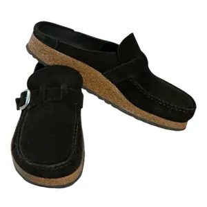 Birkenstock Buckley Black Suede Moccasin Clog Mules Shoes Size 40 Narrow Women 9 thumbnail 1