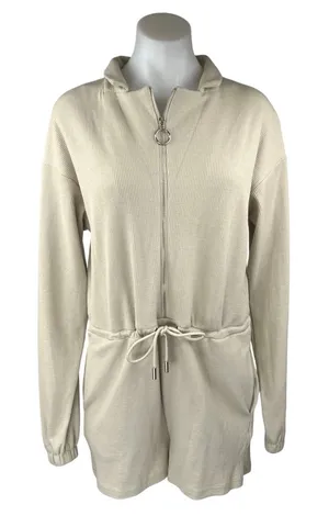 NEW Princess Polly Gabriella Beige Long Sleeve Zipper Playsuit Jumpsuit Romper 4 thumbnail 1