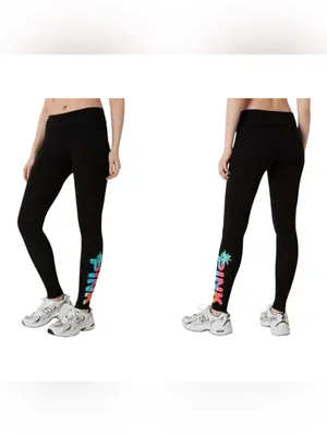 VS PINK Cotton Fold Over Tropical Palm Leggings! thumbnail 2