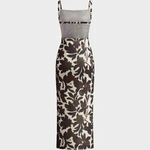 Commense Backless Print Split Zipper Dress size L Brown Size L thumbnail 2