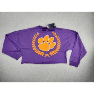 Womens Clemson Tigers Laurels Crop‎ Long Sleeve T-Shirt Spirit Jersey Sz SMALL thumbnail 2