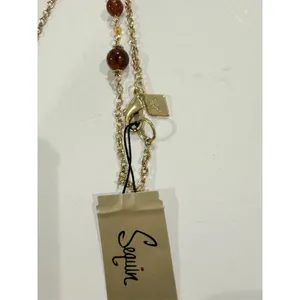 $38 Nordstrom 32 inch Long Station Beaded Necklace Brown Amber Marbled Beads thumbnail 4