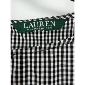 Lauren Ralph Lauren Blouse Gingham Black White Embroidered Bell Sleeve Top M/L thumbnail 8