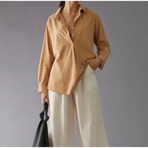 By Anthropologie Camel Button Up Blouse Top Oversized Boxy Size XXS thumbnail 2