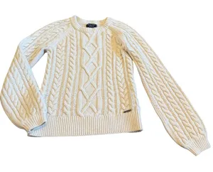 Abercrombie & Fitch Cream Thick Cableknit Sweater Pullover Chunky Cozy Sz Small thumbnail 1