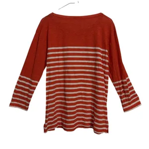 J.Crew Womens Orange White Striped Slub Cotton 3/4 Sleeve Top Size‎ M 80227 thumbnail 7