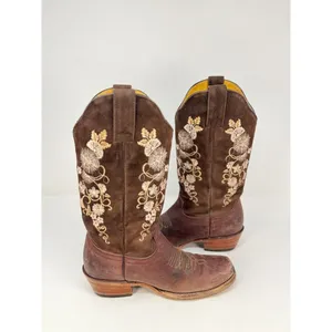 Toro Moro Womens Western Boots Brown Leather Floral Square Cowgirl Rodeo US 4.5 thumbnail 6