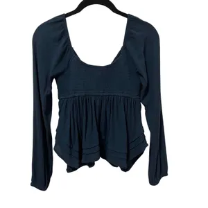 Hollister Easy Lace Bust Babydoll Long Sleeve Top XS Navy thumbnail 6