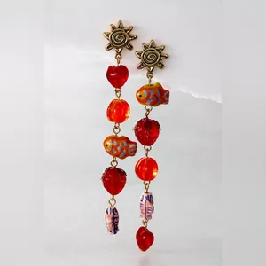 NWT Free People Euro Summer Dangles In Red Rouge thumbnail 2