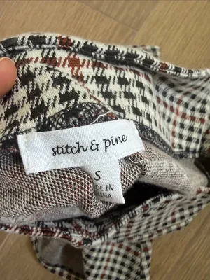 Houndstooth A-Line Mini Skirt in Black, White & Red thumbnail 2