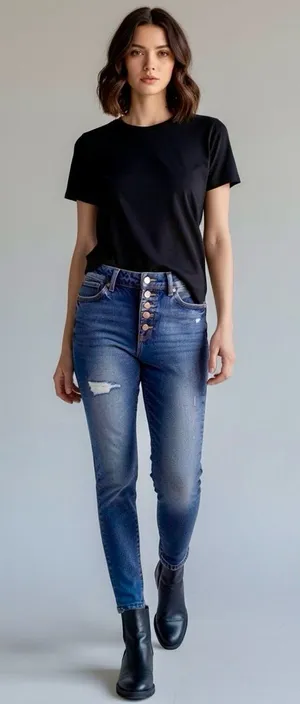 Express High Rise Skinny Jeans with Button Fly Distressed Size 10 Long Tall thumbnail 1