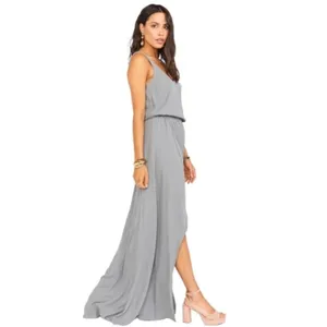 Show Me Your Mumu Heather Maxi Dress Silver Sage Grey V-Neck‎ Bridesmaid Large thumbnail 2