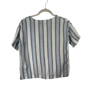 Lauren Ralph Lauren Blue Striped Blouse Coastal Preppy Cotton Gauze Womens Small thumbnail 8