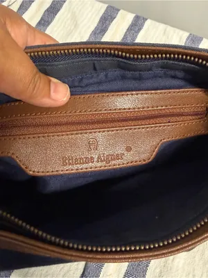 Etienne Aigner Navy Canvas Brown Trim Crossbody Bag Vintage Logo Everyday Purse thumbnail 9