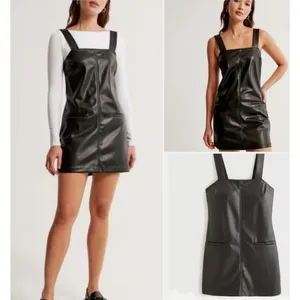 Abercrombie & Fitch Women's Black Faux Leather Sleeveless Shift Mini Dress Sz XS thumbnail 2