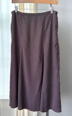 Y2K Vintage Norton McNaughton Maxi Skirt Petite Large Brown Polka Dot Boho Indie thumbnail 1