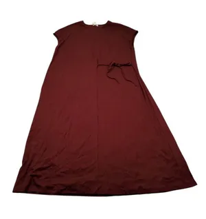 OGL Cotton Lyocell Easy Airy Midi Dress with Self-Tie Ruby Red Women's Size XL thumbnail 1