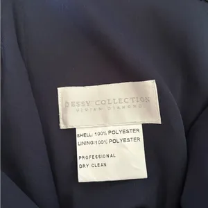 Dessy Collection Vivian Diamond Navy Maxi Dress Off Shoulder Puff Sleeve 14 thumbnail 2