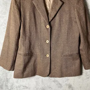 Lafayette 148 Academia Brown Herringbone Blazer Size 10 Office‎ Career Wool Silk thumbnail 2