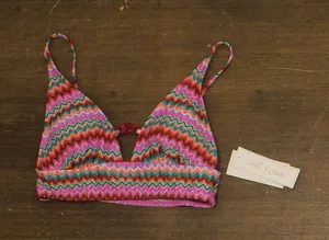 Salt + Cove Juniors Front-Tab Midkini Swim Top 807145 Pink Multi S thumbnail 1