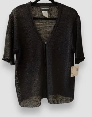 Vtg Sag Harbor Woman’s Cardigan Sz Lg Black Knit 1-Button Closure SS NWT thumbnail 1