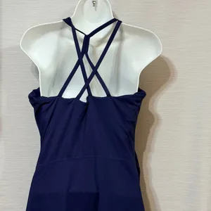 Maacie Maternity Tennis Dress Navy Blue Ruched Crisscross Back Size L NEW thumbnail 4