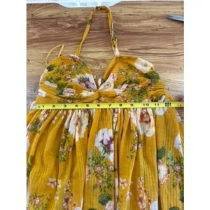 Free People Mustard Floral Halter High-Low Tunic Top XS thumbnail 7