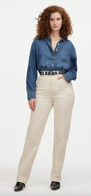 Madewell The Curvy 90s Straight Jean Vintage Canvas Beige High Waist US 23 NWT thumbnail 1