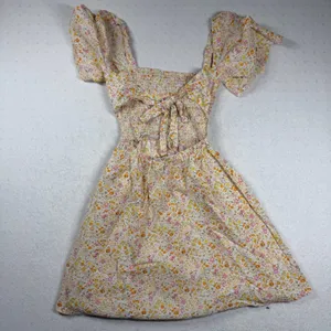 Princess Polly Floral Smocked Puff Sleeve Mini Dress 0 XS Cottagecore Cotton thumbnail 2