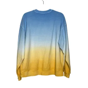 Moon Ryder Small Corded Crewneck Sweatshirt Blue Yellow Cotton Long Sleeve thumbnail 2