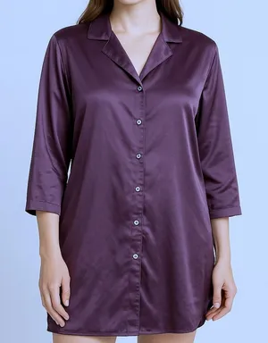 Victoria's Secret Sleep Shirt‎ Top Button Down 3/4 Sleeve Purple Size Medium thumbnail 1
