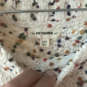 Ee:some Confetti‎ Cable Knit Sweater Womens S/M Ivory Chunky Colorful thumbnail 5