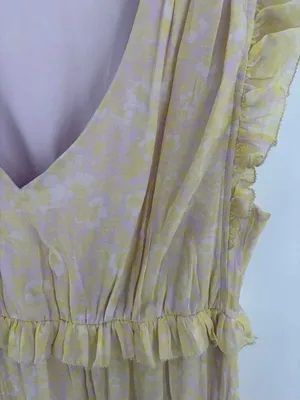Hatch Maternity the Luna yellow lilac tiered hem ruffled trim midi dress women M thumbnail 5