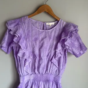 LoveShackFancy Natasha Ruffled Sleeve Tie Dye Mini Dress Small thumbnail 4
