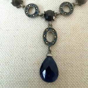 Vintage Avon NR Blue Crystal Rhinestone Y Drop Necklace thumbnail 4