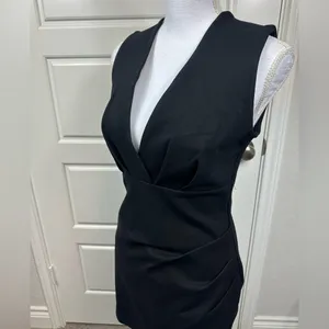 Lulus Cocktail Hour Classic Black Sleeveless Tulip Mini Dress Size Medium NWOT thumbnail 3