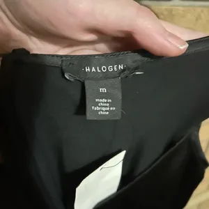 NWT Halogen Black Satin Slip V Neck Midi Dress Size Medium thumbnail 2