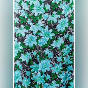 ZARA Vibrant Blue & Green Floral Midi‎ Skirt Satin Size S Made in Morocco EUC thumbnail 3