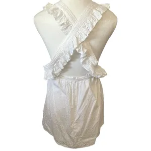 Lulu's Sweet Bliss‎ White Eyelet Ruffled Backless Mini Dress Sz XS Lace Feminine thumbnail 3