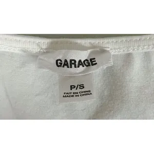 Garage White Solid Square-Neck Short Sleeve Shirt Top Blouse Tee Size S 🤍 thumbnail 4