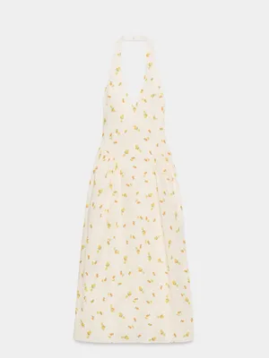 Nwt Zara Fruit Print Poplin Halter Midi Dress Size Xs thumbnail 5
